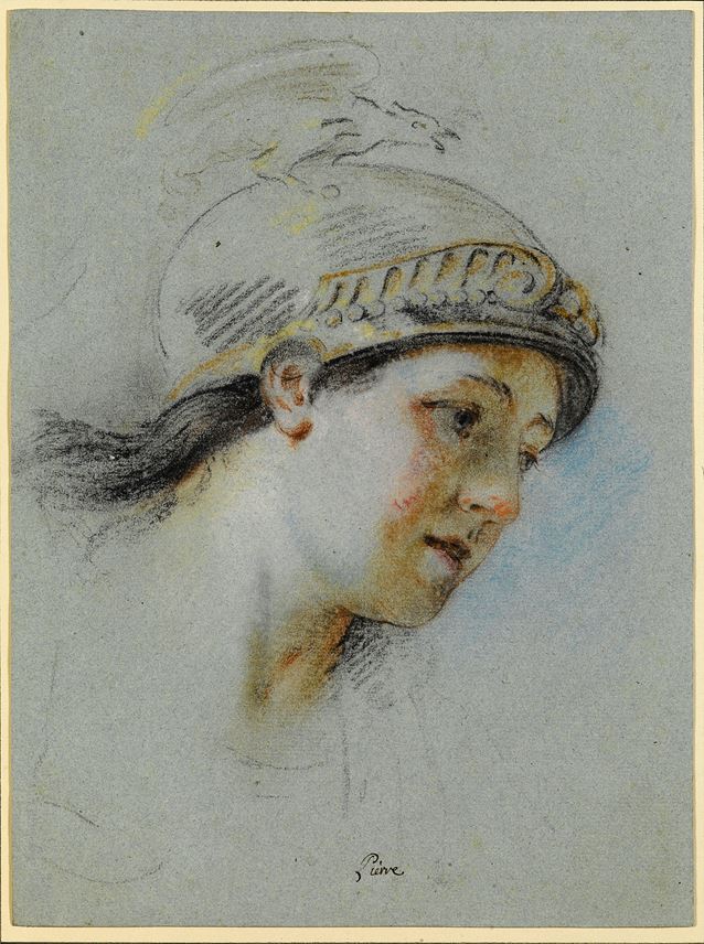 Jean-Baptiste Marie PIERRE - The Head of a Female Figure Wearing a Helmet | MasterArt